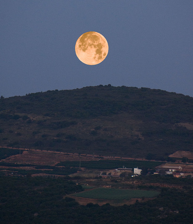 Moon Setting over the Judean Hills, Z'fat Israel